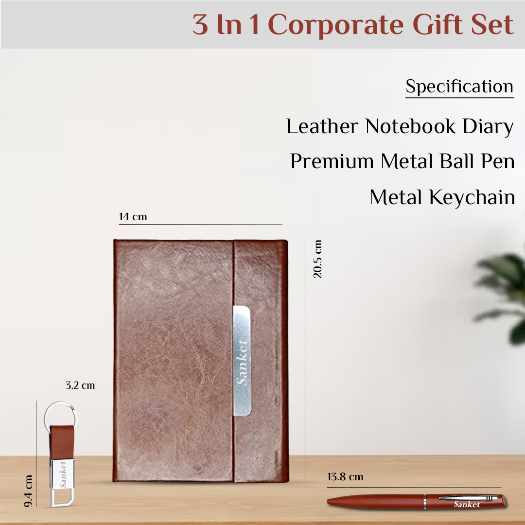 3 in 1 Gift Set Fold Diary, Pen, and Keychain